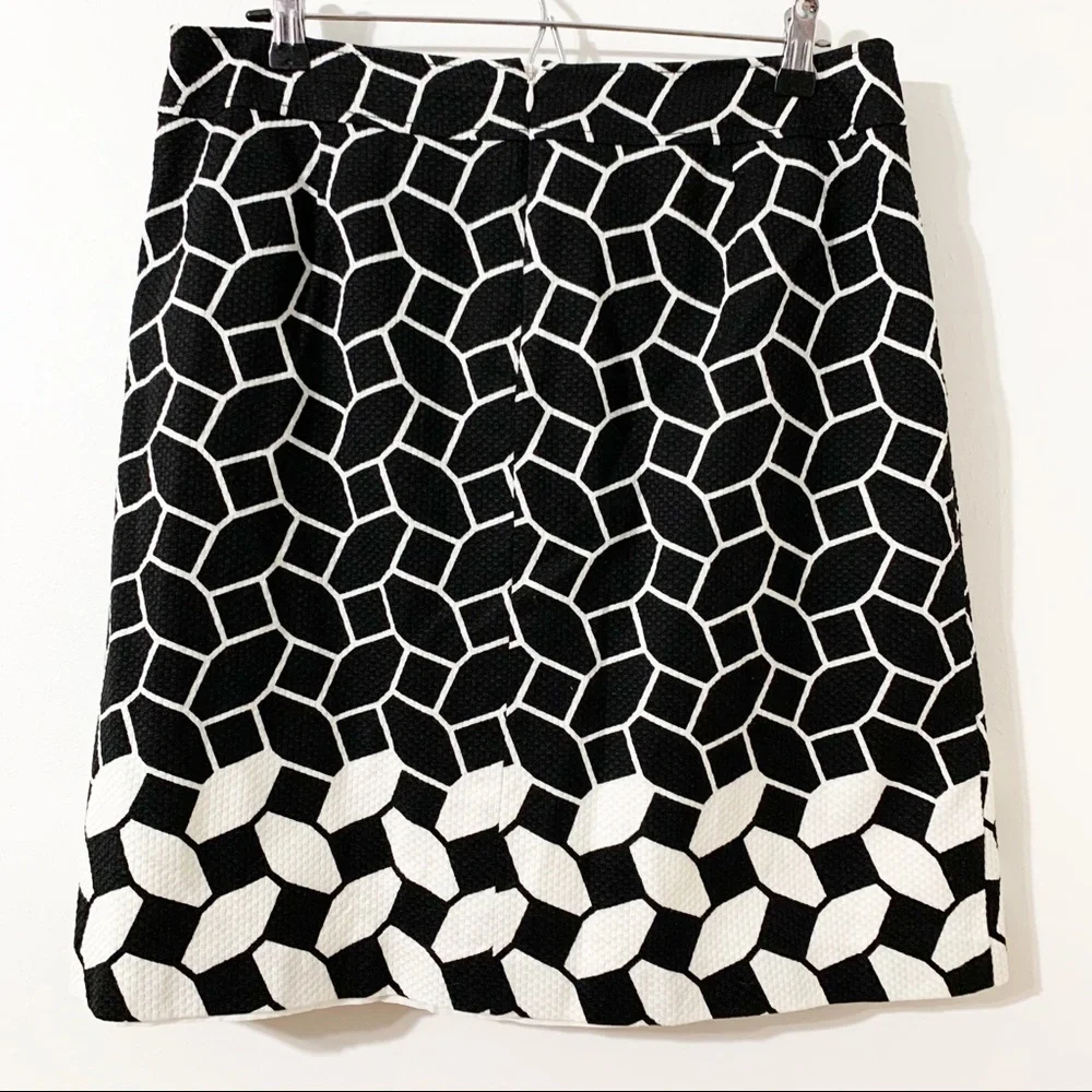 Talbots Geometric Shape Printed A-line Cotton Skirt Front Pleating Invisible Zip - Picture 3 of 14